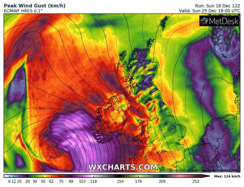 Christmas forecast predicts dangerous 'low system tracking near Ireland' - Kilkenny Live