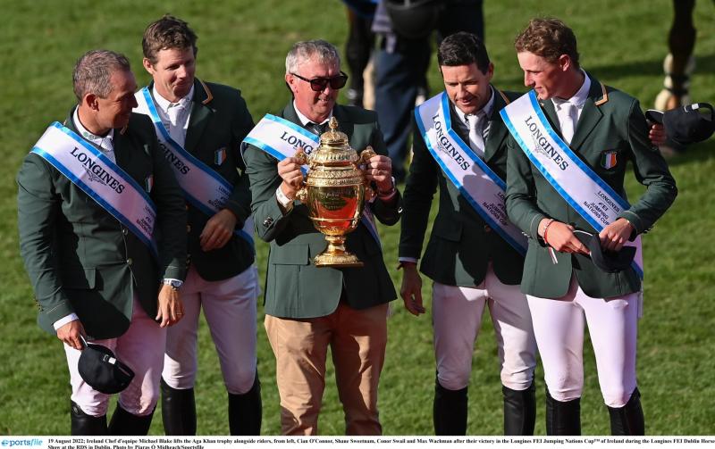 after their victory in the Longines FEI Jumping Nations Cup of Ireland  at the RDS in Dublin. Photo by Piaras Ó Mídheach/Sportsfile