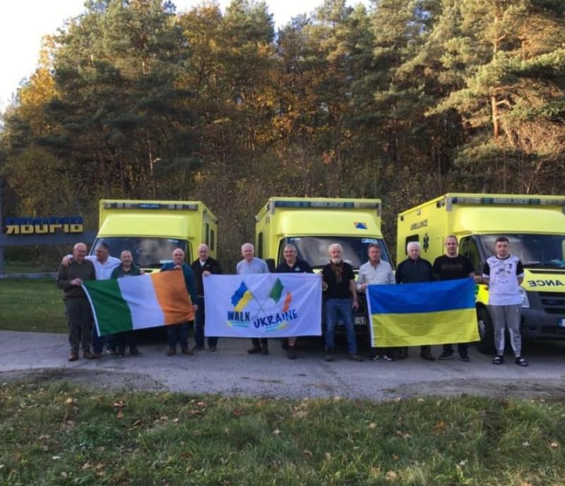 The group of 12 Irish men who drove donated ambulances from Ireland to Ukraine, including five men from Kilkenny - Jim Harding, Tom Walsh, Fergus Walsh, Francis O’Brien and Philip Harding