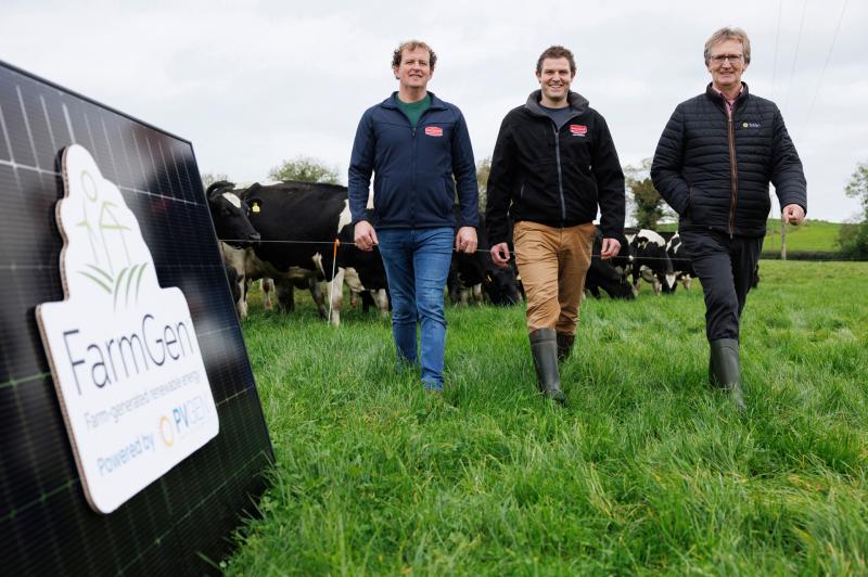 Sean O’Brien, Chairman Dairygold Co Operative Society; dairy farmer, David Russell, Ballyporeen, Tipperary; John Murphy, Chairperson, Tirlán
