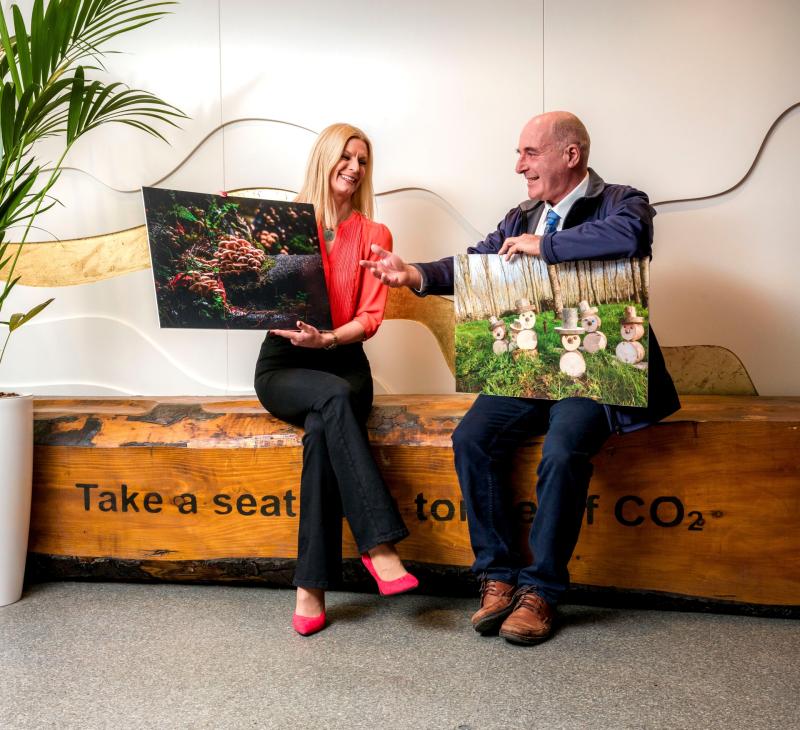 Minister of State for Land Use and Biodiversity, Senator Pippa Hackett. Minister Hackett is pictured with Paul Butler, Teagasc Forestry Liaison Officer. Photo: John Ohle Photography.