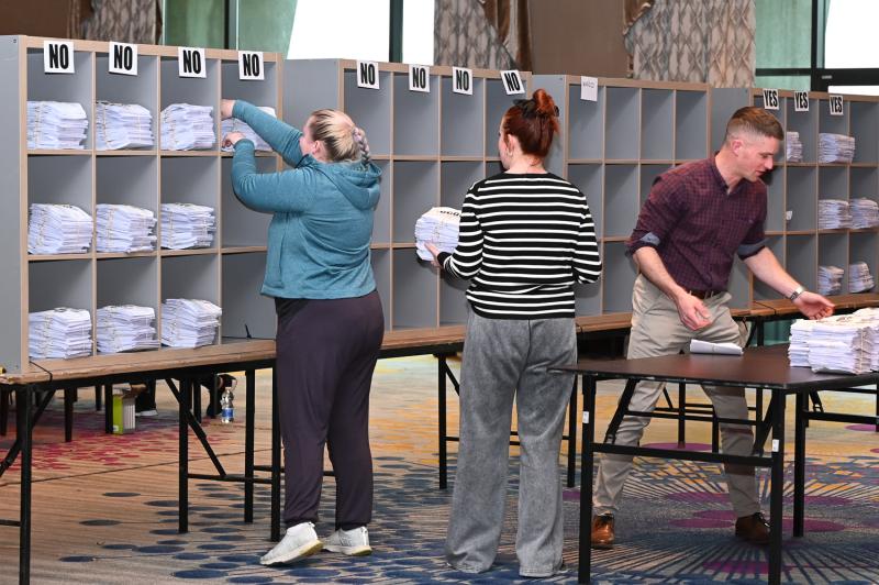 Counting at the Kilkenny count centre on Saturday