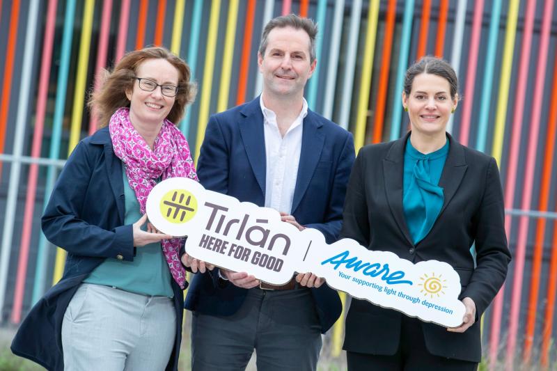 Dr Susan Brannick, Aware’s Clinical Director; Stephen Butterly, Aware’s Head of Fundraising and Dr Lisa Koep, Tirlán’s Chief ESG Officer
