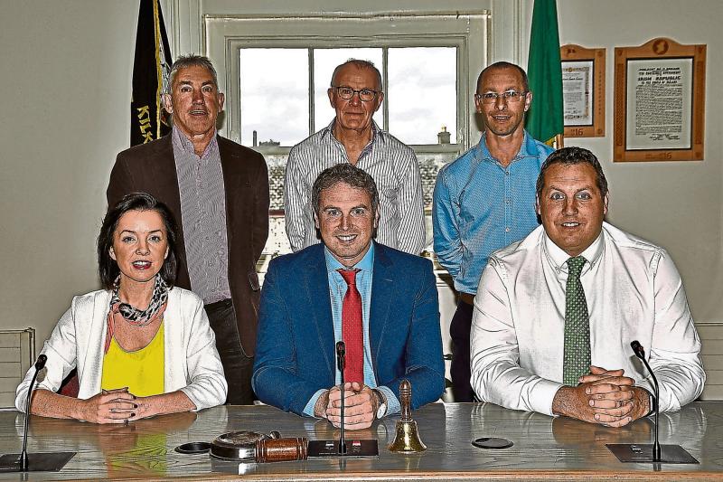Cllr Matt Doran and Cllr Patrick O’Neill are not seeking re-election. Pictured with Cllrs Joe Lyons, Michael Doyle, Deirdre Cullen and Peter ‘Chap’ Cleere Picture: Harry Reid