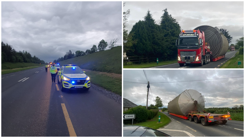 Garda convoy deployed as 'exceptional load' is transported to Belview Port in Kilkenny