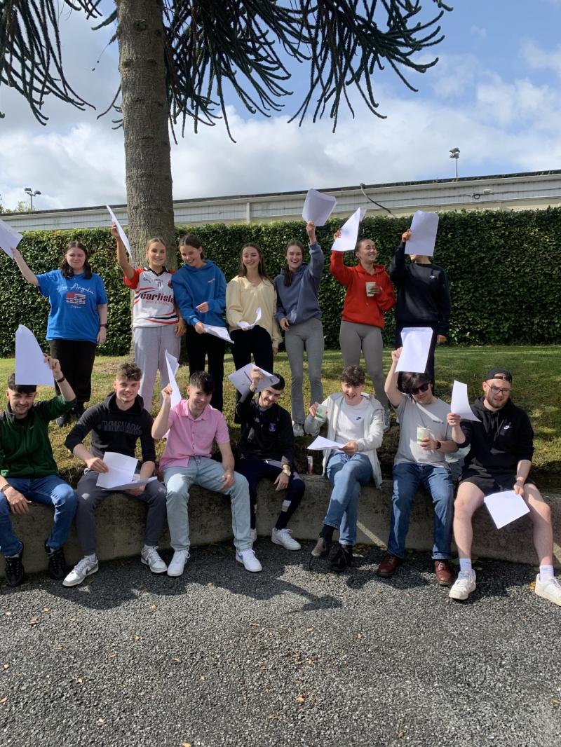 Leaving Cert students celebrating at Duiske College in Graignamanagh