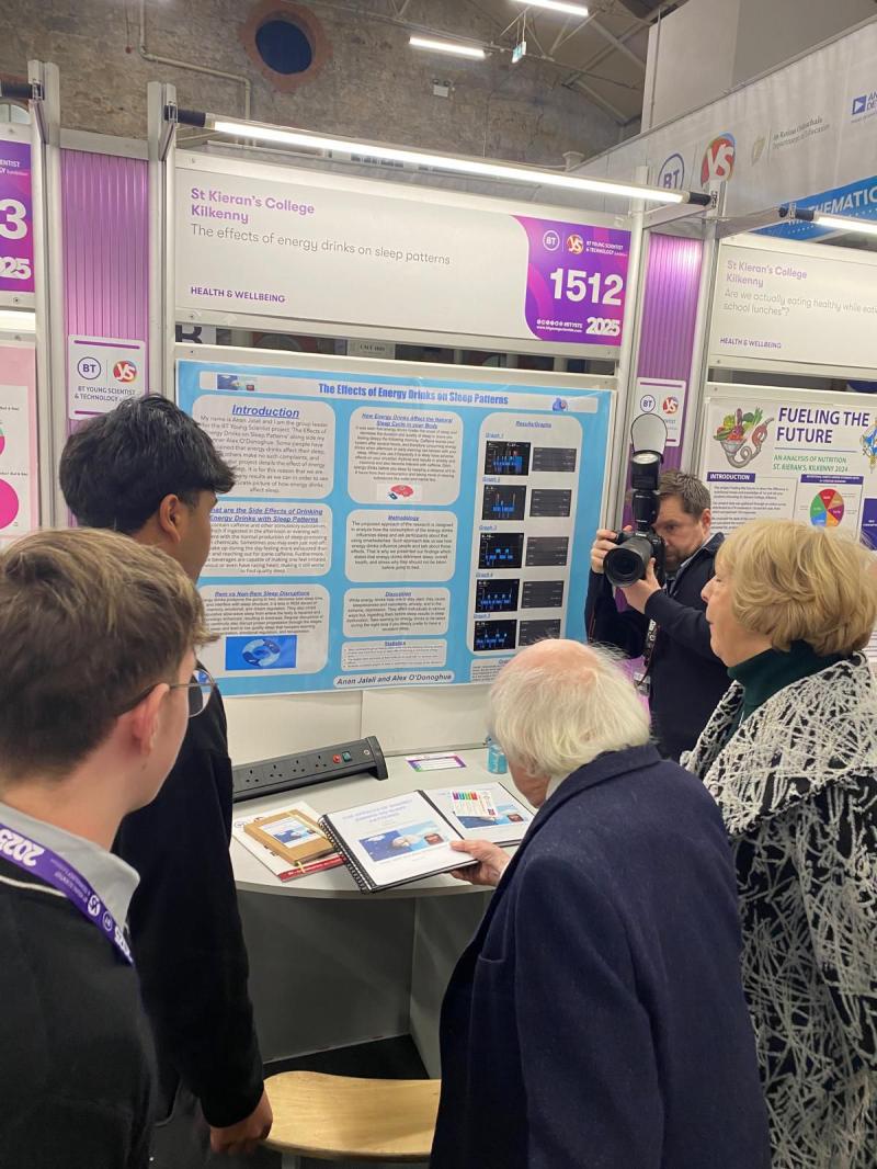 Kilkenny students showcase their innovative project to President Michael D Higgins 