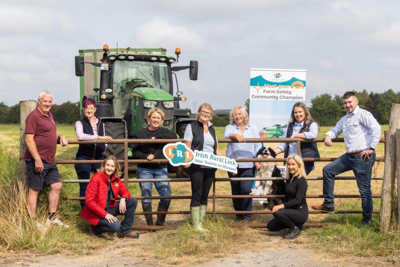 Farm Safety Community Champions Ned Kearney, Maura Canning, Bernie Wade, Geraldine Delaney, Mary Oakley, Niamh Monahan, Robert Lally, (Front) Alma Jordan, Irish Rural Link, and Aisling Kelly