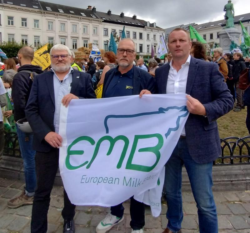 Denis Drennan, President of ICMSA, with his colleagues from the European Milk Board, Denmark’s Kjartan Poulsen, President, and Latvia’s Guntis Gutmanes