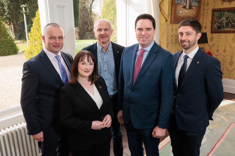 Donal Lynch, Veterinary Ireland Food Animal Group; outgoing Veterinary Ireland President Jane Pigott; Allen Dunn, Veterinary Ireland Equine Group; Minister Hayden; President of  Vet Ireland Eoin Glynn