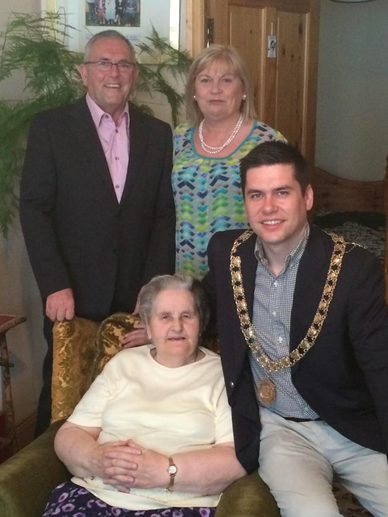 Mayor Andrew McGuinness with Carol Knox, his son Jack and parents John and Margaret after the election on Monday night. Photo: Pat Moore.