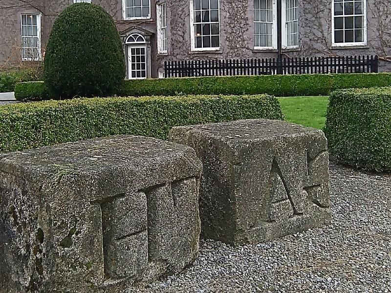 The plinth stones off Nelson's Pillar safe in Butler House garden Kilkenny