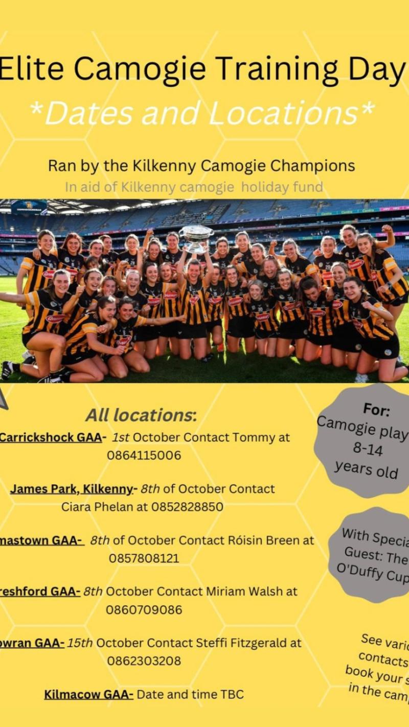 Kilkenny Camogie to host training days in aid of team holiday fund
