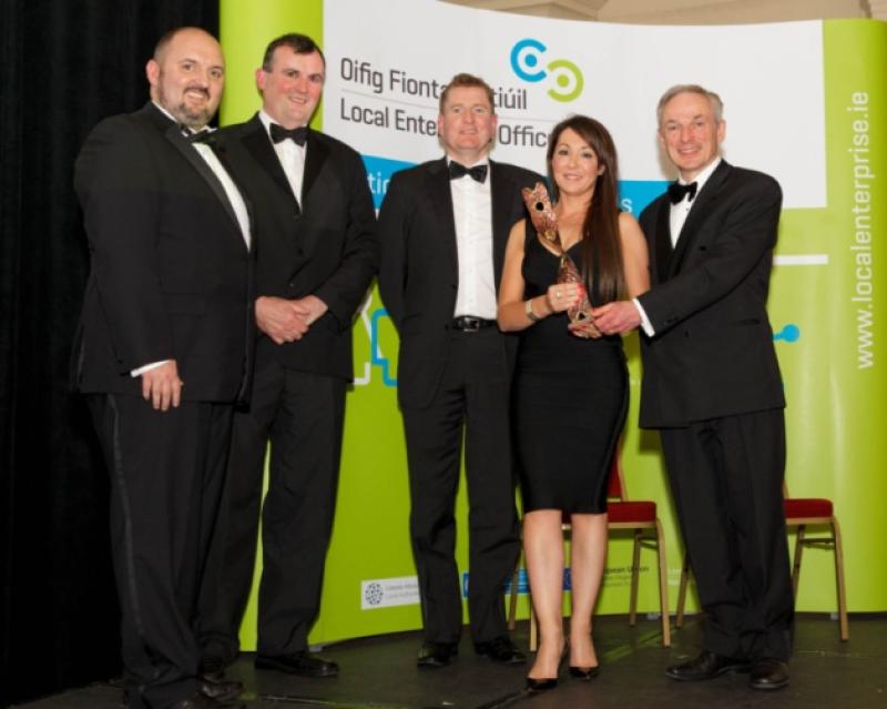 Pictured (L-R): Kieran Comerford, Chair of Network of Local Enterprise Offices; John Mulhollan from MyBio, supported by Local Enterprise Office Kilkenny; Linda Nolan from MyBio, supported by Local Enterprise Office Kilkenny; Sean McKeown from MyBio, supported by Local Enterprise Office Kilkenny; Minister for Jobs, Enterprise and Innovation, Mr. Richard Bruton T.D.PIC: Joe Keogh