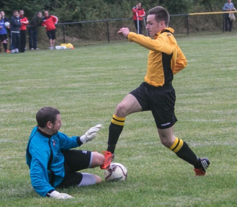 Emmet Nugent in action for the Kilkenny & District League against the United Churches League earlier this season. The Cats will be back in action this weekend. Photo: Pat Moore