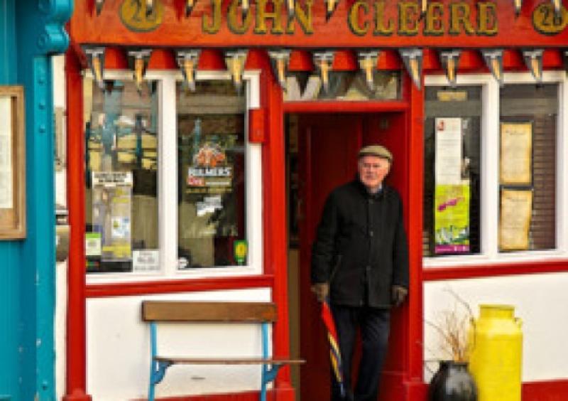 Local man, John Brennan standing outside the award winning Cleere's pub and theatre, Parliament Street, Kilkenny.