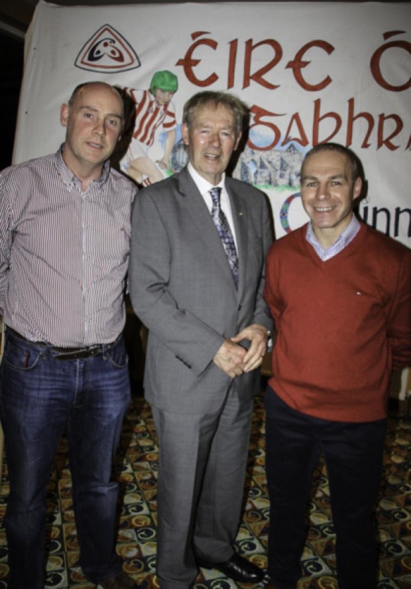 Pictured at the launch of the Young Irelands fund-raiser were Pat O'Neill, Micael O Muircheartaigh and Charlie Carter.
