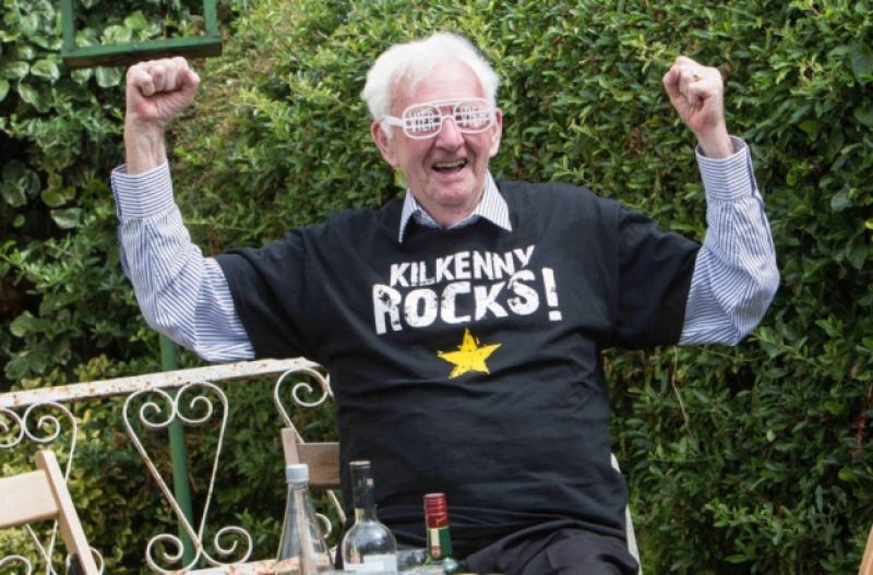 Local Tommy Cummins, in his mid 80s, was enjoying a party in his front garden beside Nowlan Park and listening to Bruce. Photo: Photo: Pat Moore.