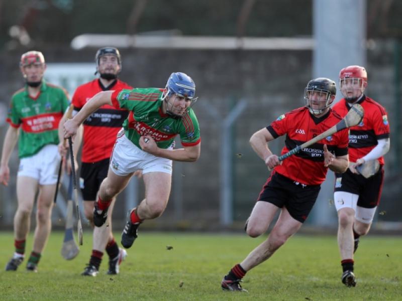 Rower centre-forward David Lyng takes a tumble during Sunday's AIB All Ireland Intermediate Club Hurling Championship semi-final in Pairc Tailteann, Navan. Pic by John McIlwaine