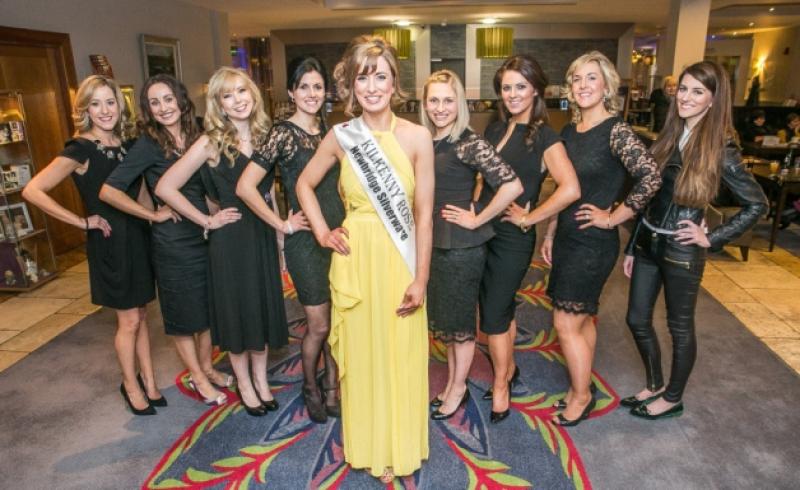 Current Kilkenny Rose Lorna Fennelly pictured with former Rose of Tralee, Orla Roche (fourth from right), Michelle Brennan, Sinead de Butleir, Chloe Hitchcock, Deirdre O'Shea, Stephanie O'Dwyer and Anne Bradley as well as 2014 hopeful Vera McGrath, in the Ormonde Hotel, at the launch of the 2014 Kilkenny Rose of Tralee. Photo: Pat Moore.