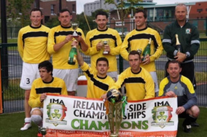 The Kilkenny team, pictured here with Irish manager Lee Kill, who won the national six-a-side competition in Limerick at the weekend.