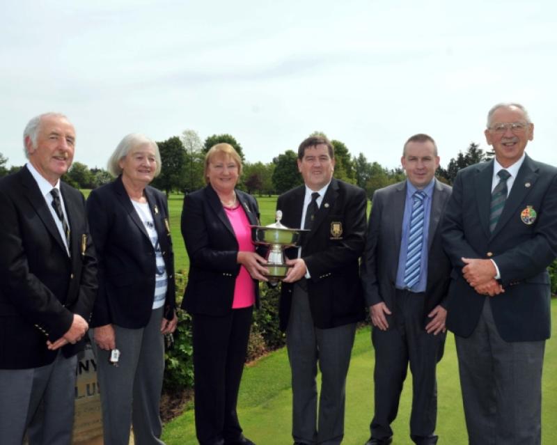 Pictured at the launch of the Kilkenny Senior Scratch Cup under the sponsorship if KIA David Buggy Motors were, from left, Aidan McDonald, President, Kilkenny Golf Club; Anne Bowen, Lady President; Catherine King, Lady Captain; Denis Brophy, Captain; David Buggy, David Buggy Moters and Dom Murphy, GUI. Picture: Michael Brophy.