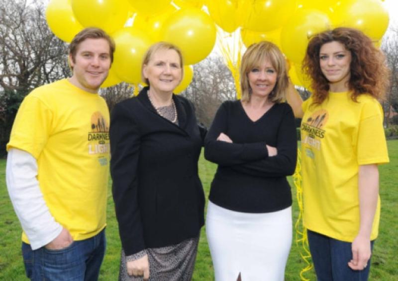 NO REPRO FEE 27/02/2013. Pieta House, Love/Hate. Stars of the hit RTE crime drama Love/Hate Aoibhinn McGinnity and Peter Coonan took a break from filming today to launch this years Darkness into Light fundraising walk in aid of Pieta House. Pictured are (l to r) Peter, Brid Horan of Electric Ireland (who are supporting the event this year),  Joan Freeman, CEO of Pieta House, and Aoibhinn. Taking place on Saturday, 11th of May and now in its fifth year, Darkness into Light will be held 20 locations across Ireland. To register, visit www.pieta.ie. Picture: Sasko Lazarov / Photocall Ireland