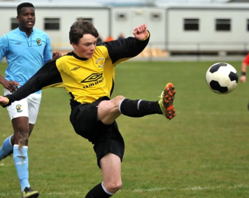 Eoin Wall, Kilkenny & District League takes a shot at goal. Picture: Michael Brophy.