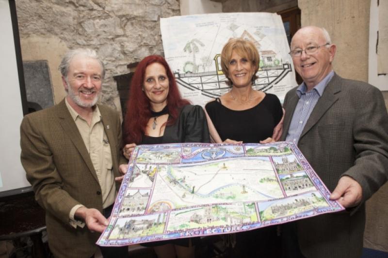 Councillors Malcolm Noonan and Pat Crowley with Anna Hein and Jill Karlin Butler at the Hole in the Wall last Tuesday night for a talk on Creative Solution for a sustainable Kilkenny. Photo: Pat Moore.