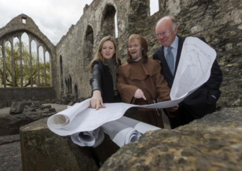 Repro free no change for repro2/5/2013"KILKENNY is leading the way in urban design as plans are unveiled for Diageo site. At the launch were , Michelle Fagan, President, Royal Institute of Architects of Ireland, actor David Brydone, dressed as a monk at St Francis Brewery and Joe Crockett, County and City Manager, Kilkenny.Picture Dylan Vaughan.