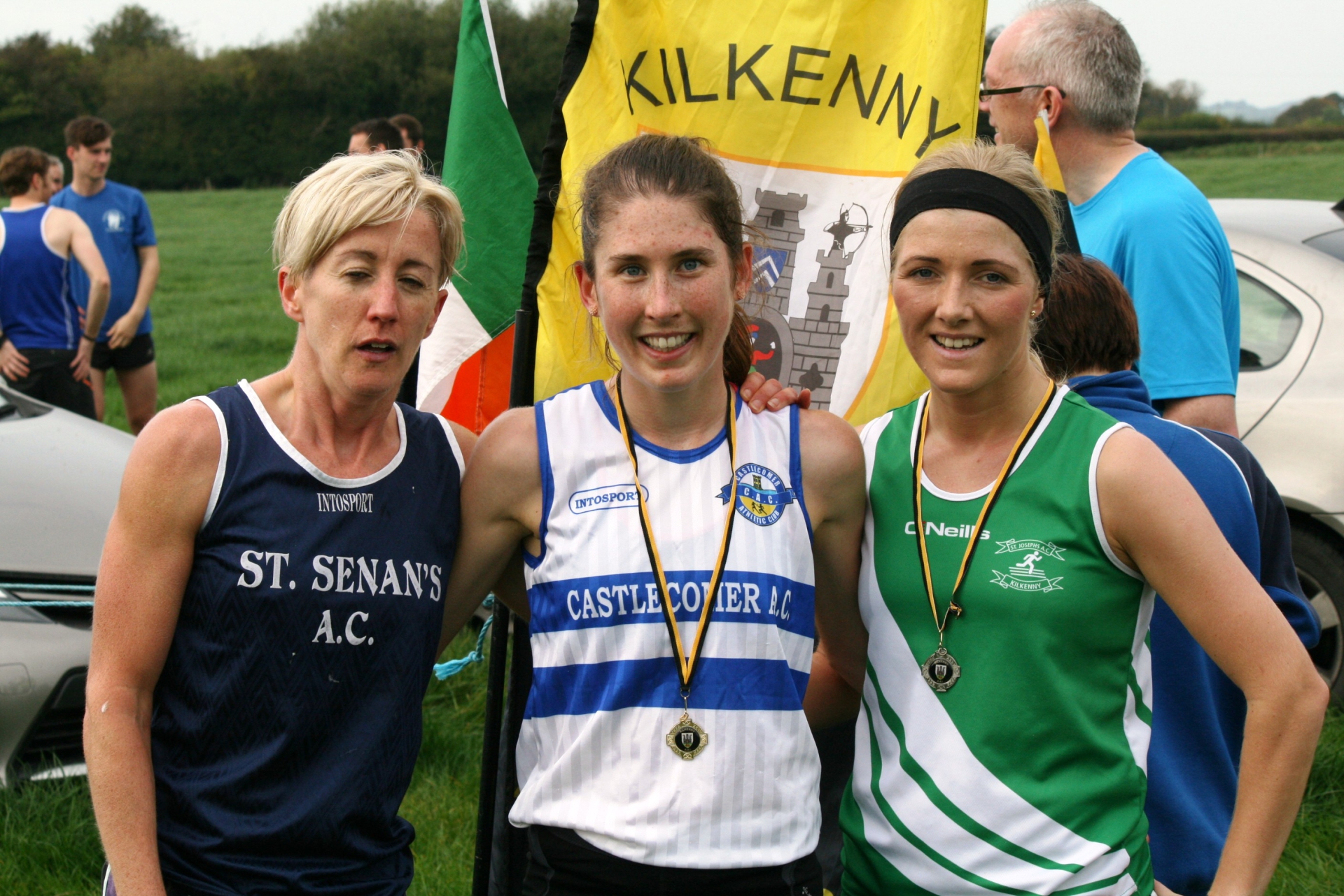 Medal-winners, women’s 4K: Adele Walsh, St Senan’s (third), Lauren Dermody, Castlecomer (first) and Sally Forristal, St Joseph’s (second).