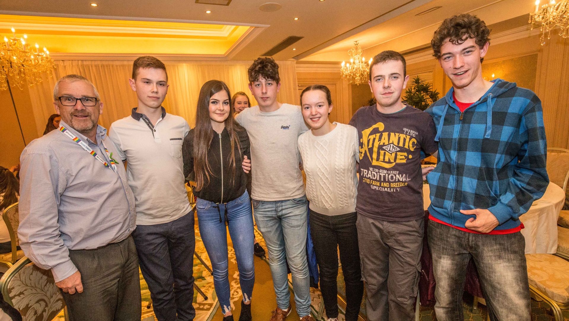 Shane Doyle, Lee Wall, Ellie Doyle, Shane Ivory, Aoife Harte, Michael Malone and Dylan O'Neill at  the No Name Club Awards night. Photo: Pat Moore.